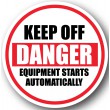 DuraStripe rond veiligheidsteken / KEEP OFF DANGER EQUIPMENT STARTS AUTOMATICALLY